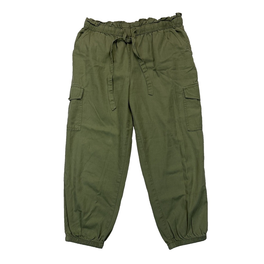 LOFT Outlet Olive Cargo Joggers Size LP Utility Streetwear Paper bag Waist